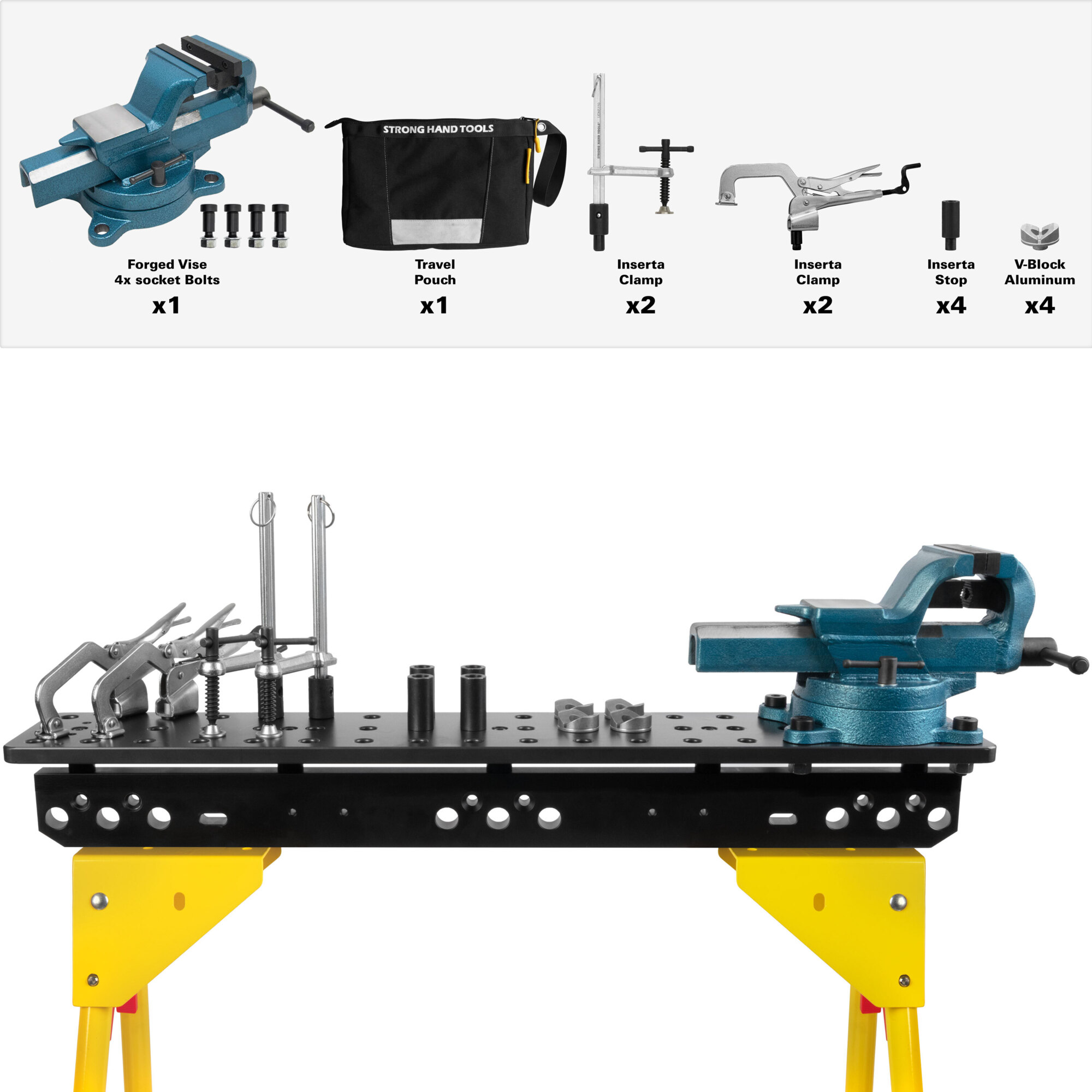 Strong Hand Tools Plate and Adjustable Heavy-Duty Leg with Forged Vise Kit — 36in. x 6in., Model# TSB366-AK2